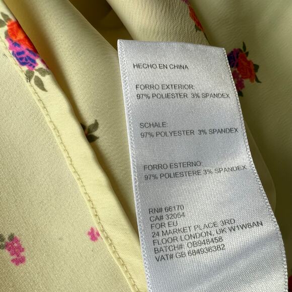 Urban Outfitters Butter Yellow Satin Ditsy Floral Slip Dress Mini Tie Med Y2K - Picture 8 of 8